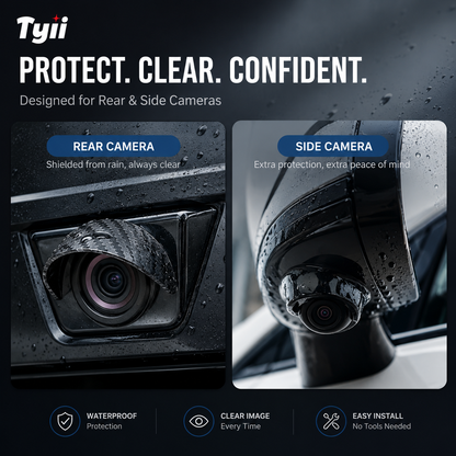 TYIIPLUS™ 4PCS Car Camera Rain Shield – Waterproof Rear View & Side Camera Cover, Soft PVC Sun Shade Visor