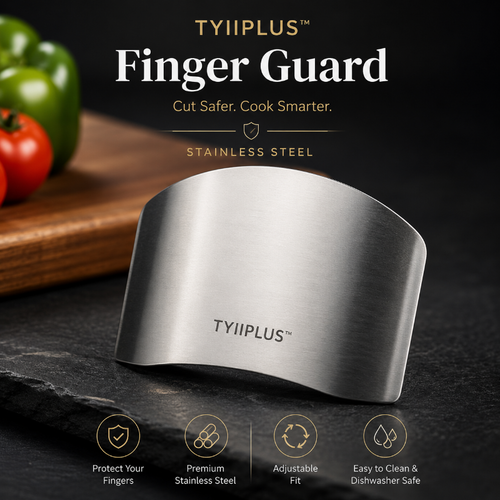 TYIIPLUS™ Stainless Steel Finger Guard (2-Pack) – Adjustable Knife Finger Protector for Safe Food Cutting