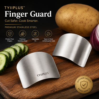 TYIIPLUS™ Stainless Steel Finger Guard (2-Pack) – Adjustable Knife Finger Protector for Safe Food Cutting