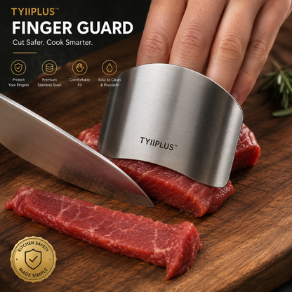 TYIIPLUS™ Stainless Steel Finger Guard (2-Pack) – Adjustable Knife Finger Protector for Safe Food Cutting