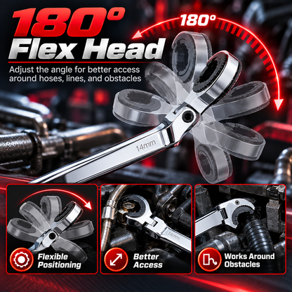 7-in-1 Ratcheting Flare Nut Wrench Set for Tight Space