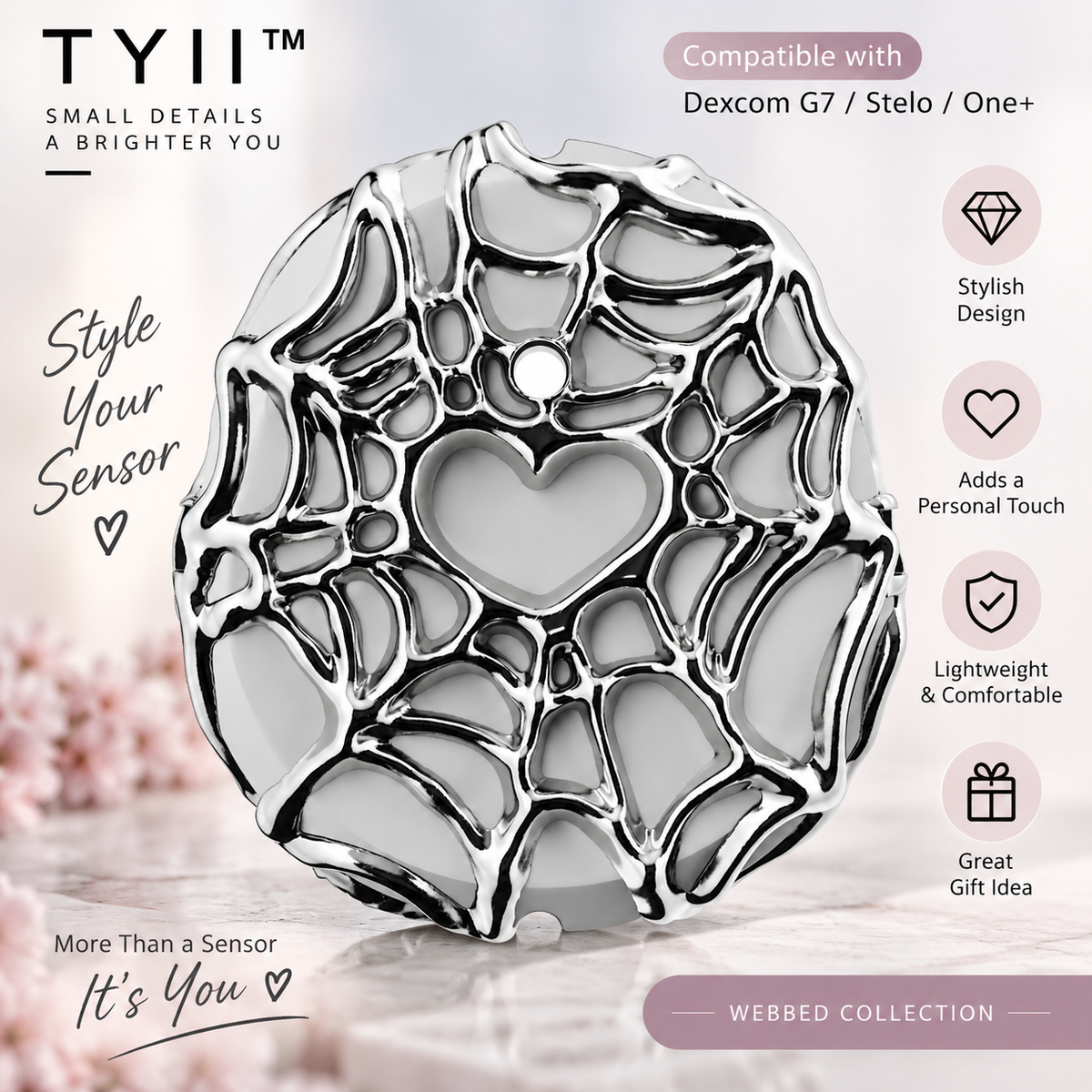 TYII™ Decorative CGM Sensor Covers – Stylish Protective Covers Compatible with Dexcom G7, Stelo & One+