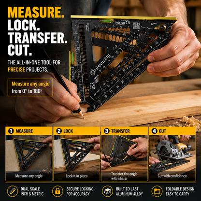 📐  Multi-Angle Measuring Tool – Foldable Ruler for Accurate Measurements, Carpentry & DIY Projects