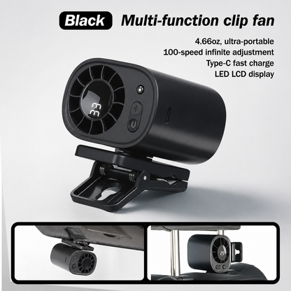 ❄️TYIIPLUS™ 199-Speed USB Rechargeable Clip-On Fan – Portable, Strong Clamp, Long-Lasting Battery for Car, Desk & Travel