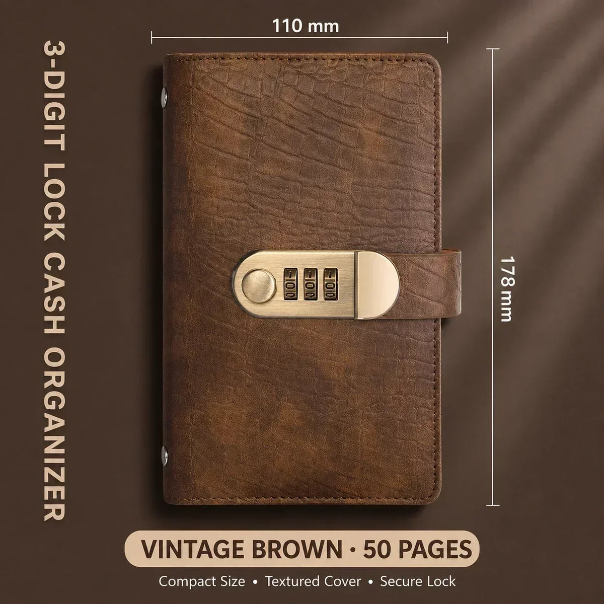A6 Savings Notebook, 3-Digit Resettable Password Lock