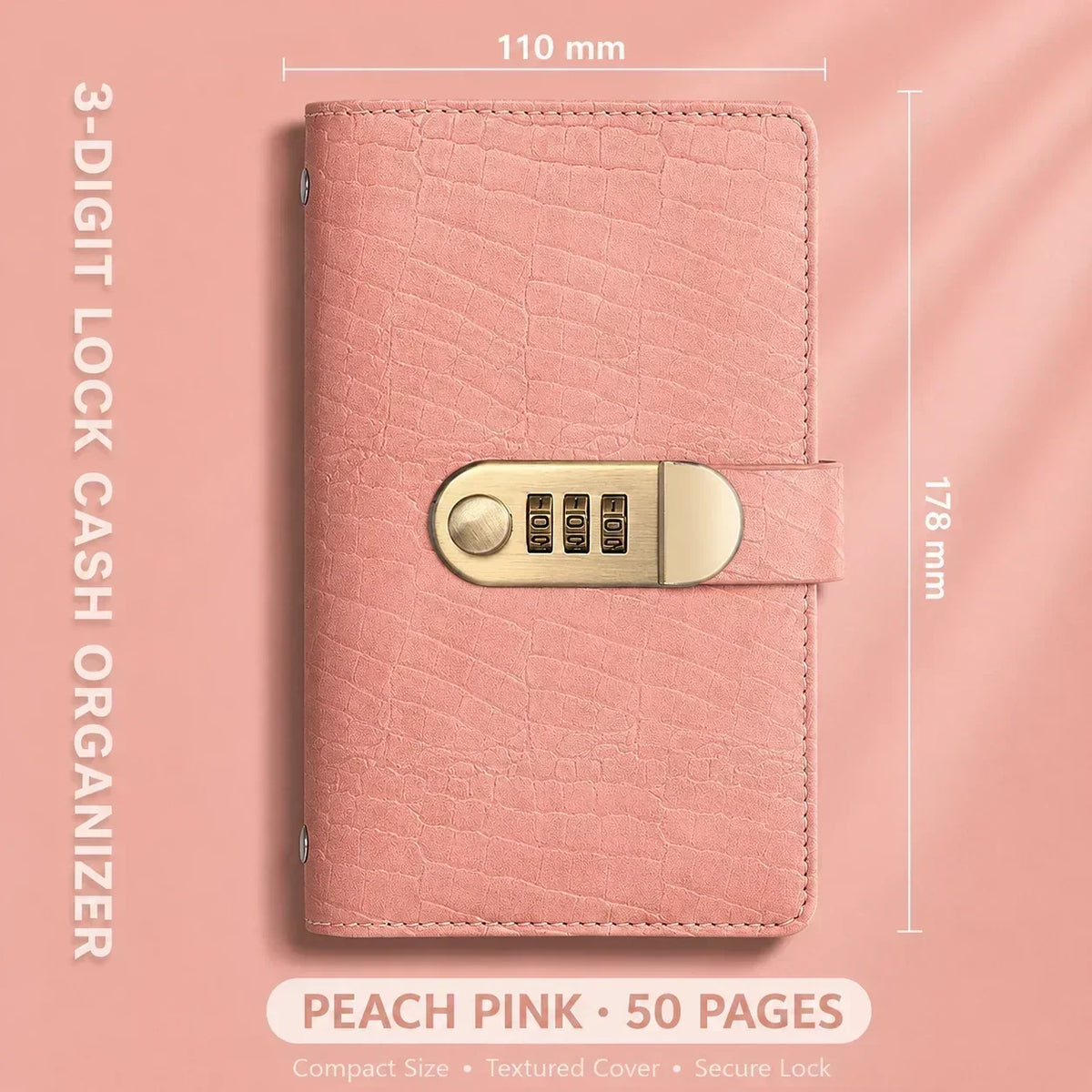 A6 Savings Notebook, 3-Digit Resettable Password Lock