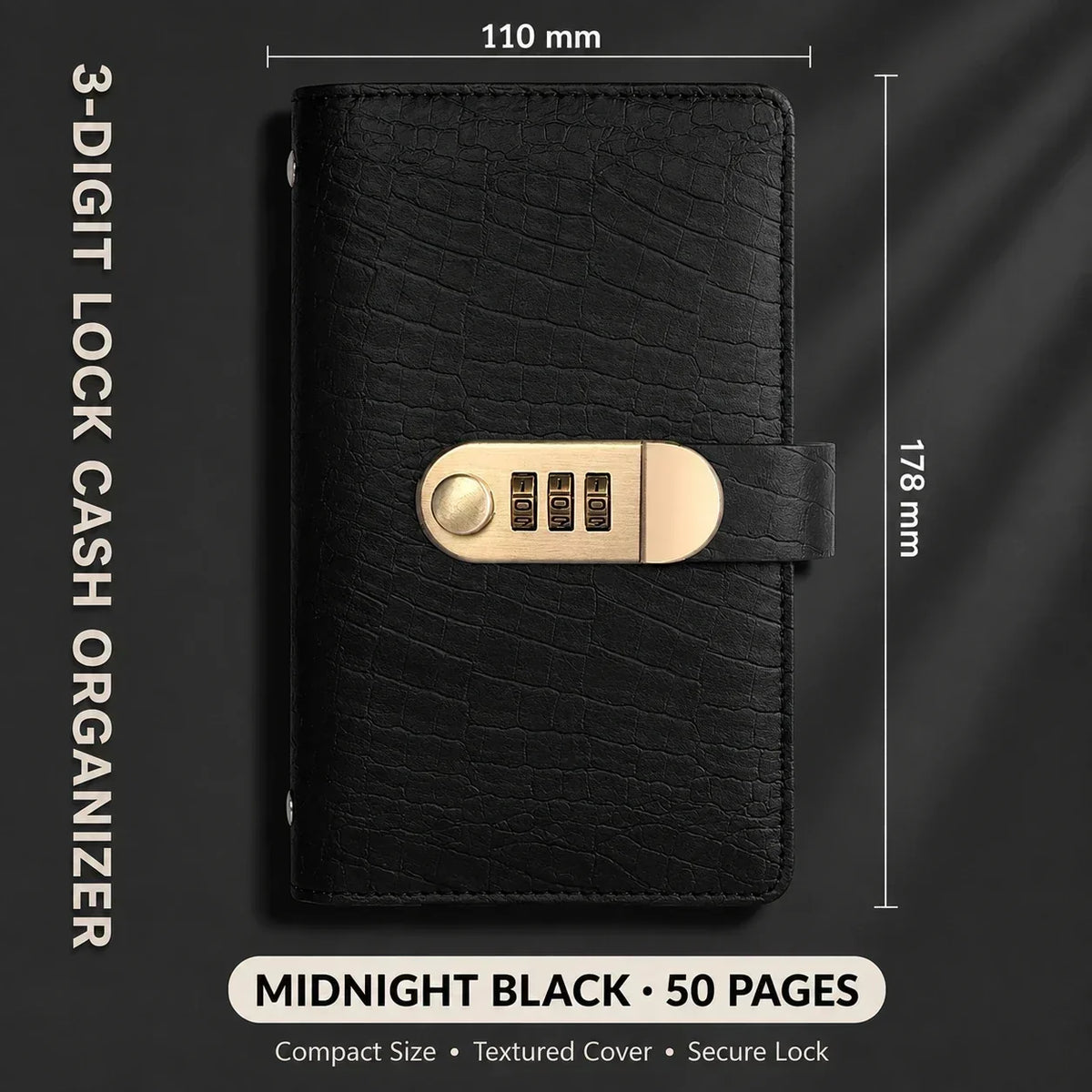 A6 Savings Notebook, 3-Digit Resettable Password Lock