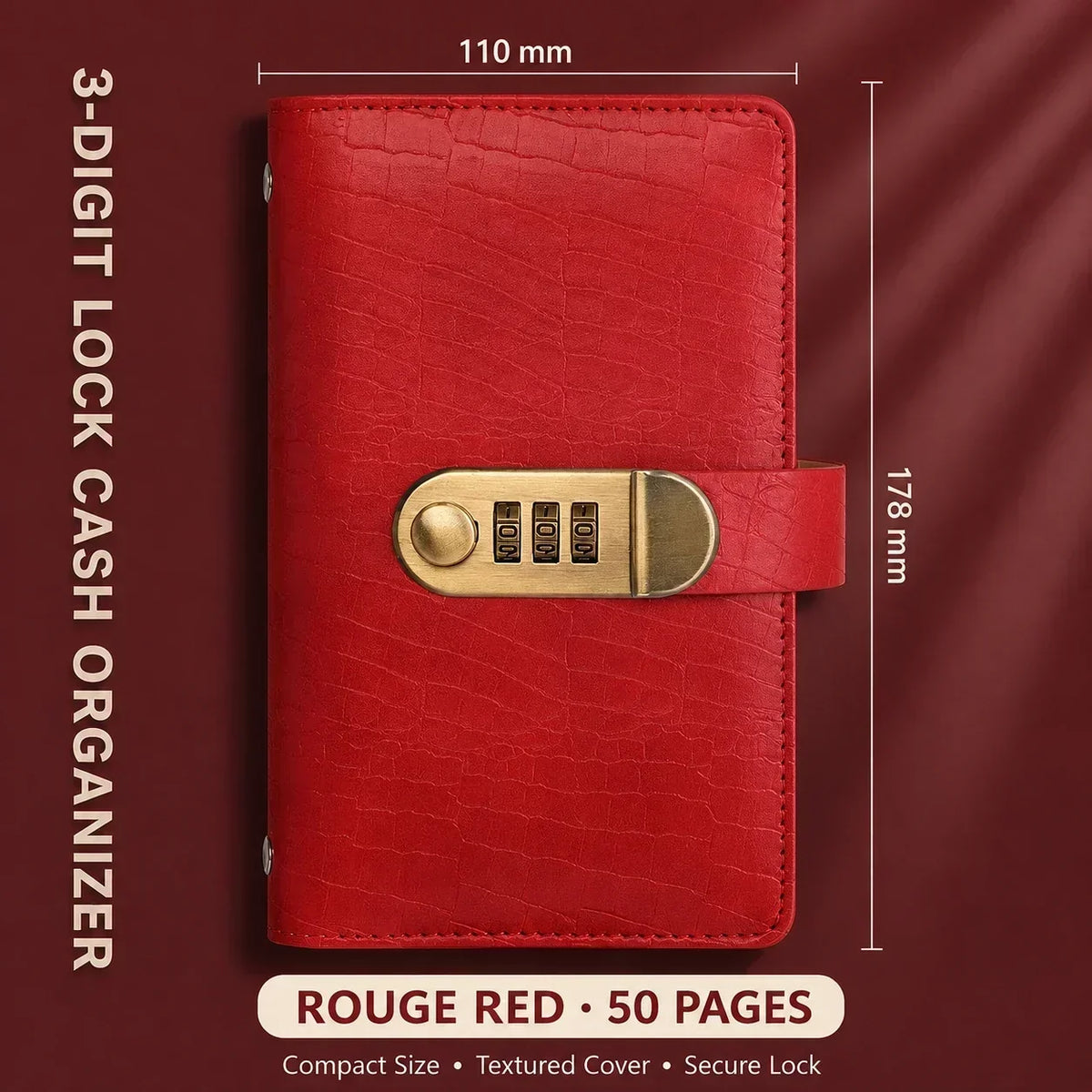 A6 Savings Notebook, 3-Digit Resettable Password Lock