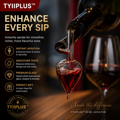 TYIIPLUS™ Glass Wine Aerator Pourer – Handcrafted Instant Wine Decanter Spout for Red Wine Bottles