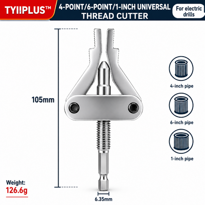 TYIIPLUS™ Drill-Powered Broken Pipe Thread Extractor – Universal 1/2", 3/4" & 1" Broken Pipe Nipple Remover Tool