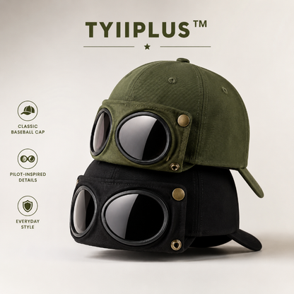🧢 TYIIPLUS™ Vintage Goggles Baseball Cap – Casual Cotton Sun Hat with Detachable Protective Goggles for Outdoor Style