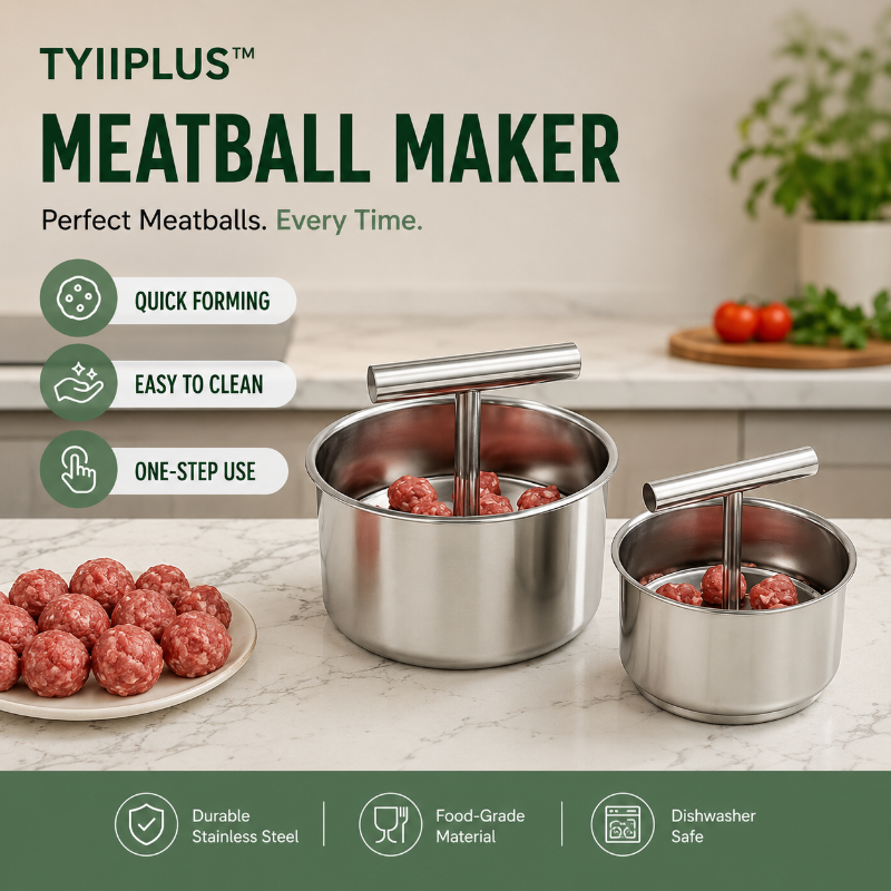 TYIIPLUS™ Stainless Steel Meatball Maker – 6/12-Cavity Manual Meatball Mold, Quick & Easy Meatball Making Tool