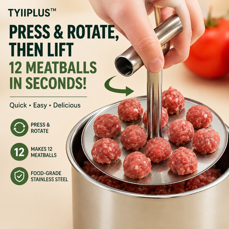 TYIIPLUS™ Stainless Steel Meatball Maker – 6/12-Cavity Manual Meatball Mold, Quick & Easy Meatball Making Tool