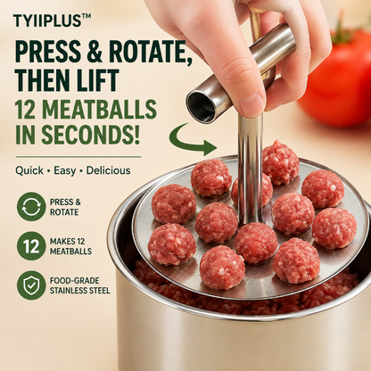 TYIIPLUS™ Stainless Steel Meatball Maker – 6/12-Cavity Manual Meatball Mold, Quick & Easy Meatball Making Tool