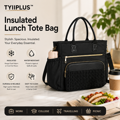 TYIIPLUS™ Insulated Lunch Tote Bag – Leakproof Cooler Bag with Multiple Pockets