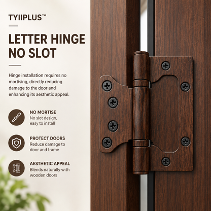 TYIIPLUS™ Wood-Grain Finish Non-Mortise Door Hinges 4 x 3 Inch | Silent Ball Bearing Stainless Steel Butterfly Hinges for Interior Wooden Doors | No Mortising Required | Easy Installation