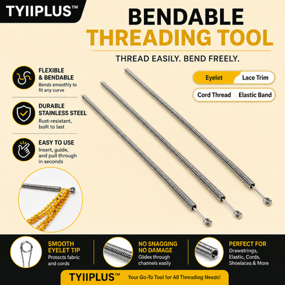 TYIIPLUS™ Spring Drawstring Threader Tool Set | Flexible Stainless Steel Rope Threader Needle for Hoodies, Sweatpants, Elastic Bands, Waistbands, Shoelaces & DIY Sewing