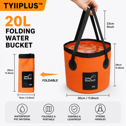 TYIIPLUS™ 20L Collapsible Folding Water Bucket | Portable PVC Water Container for Camping, Fishing, Car Washing, Hiking, Gardening & Outdoor Travel