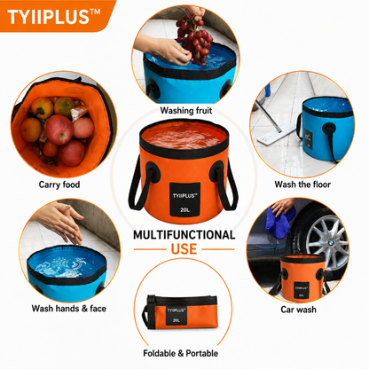 TYIIPLUS™ 20L Collapsible Folding Water Bucket | Portable PVC Water Container for Camping, Fishing, Car Washing, Hiking, Gardening & Outdoor Travel