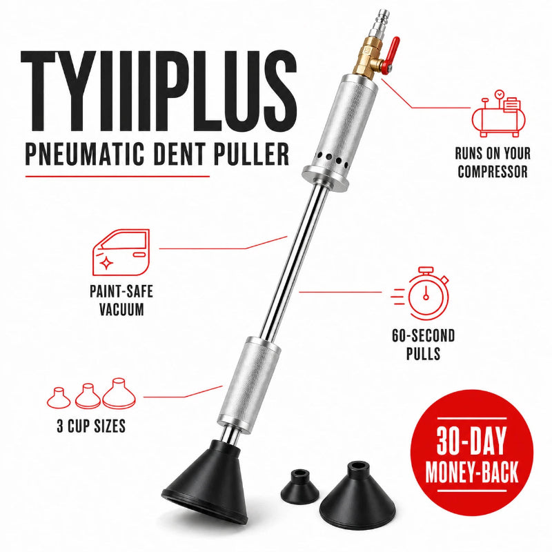 TYIIPLUS™ Pneumatic Dent Puller Kit with 3 Suction Cups (3.2", 4.7", 6.1") | 23.2" Paint-Safe Auto Body Dent Repair Tool for Cars & Light Trucks
