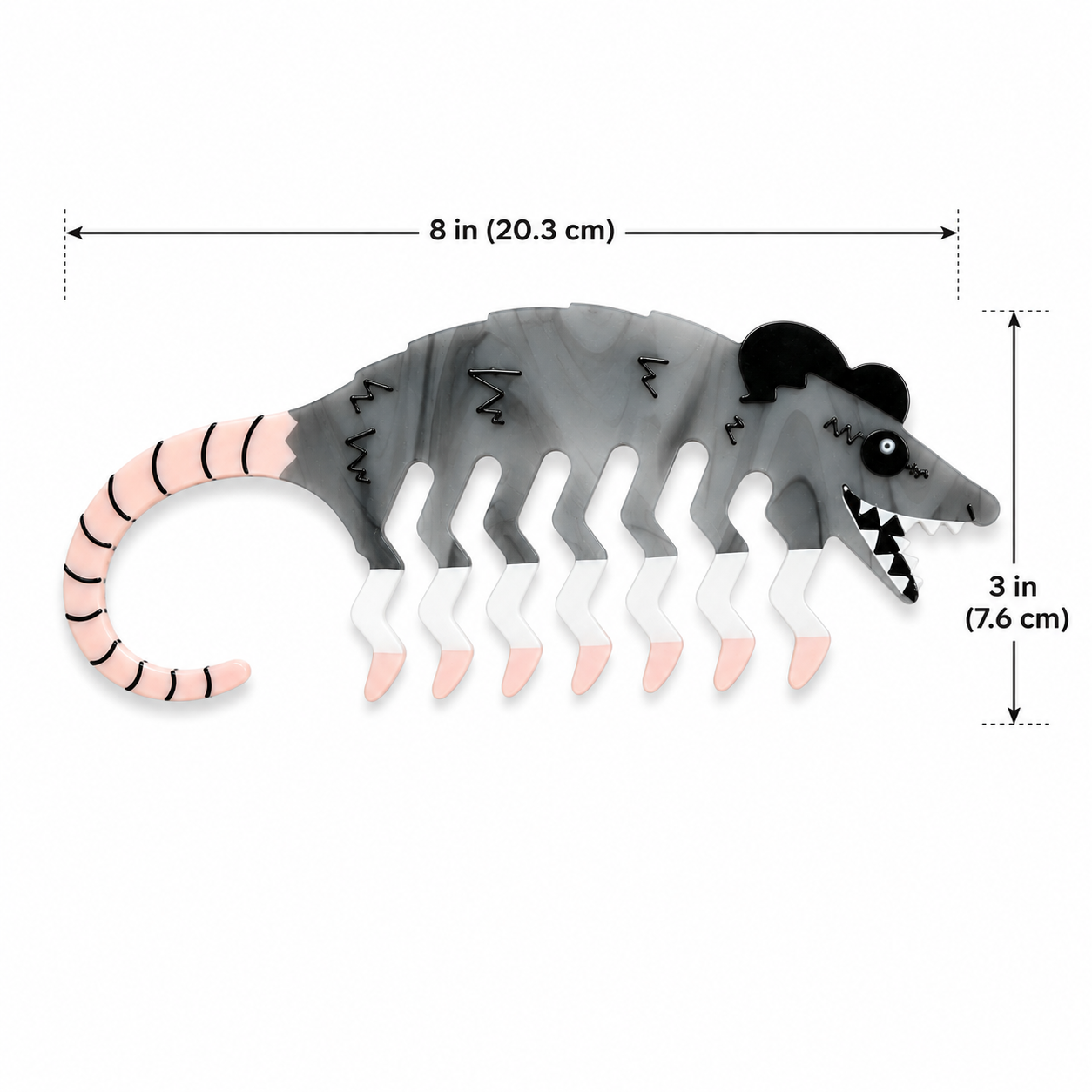 TYIIPLUS™ Weird Opossum Hair Comb – Quirky Acrylic Wide-Tooth Detangling Comb for Wet & Dry Hair