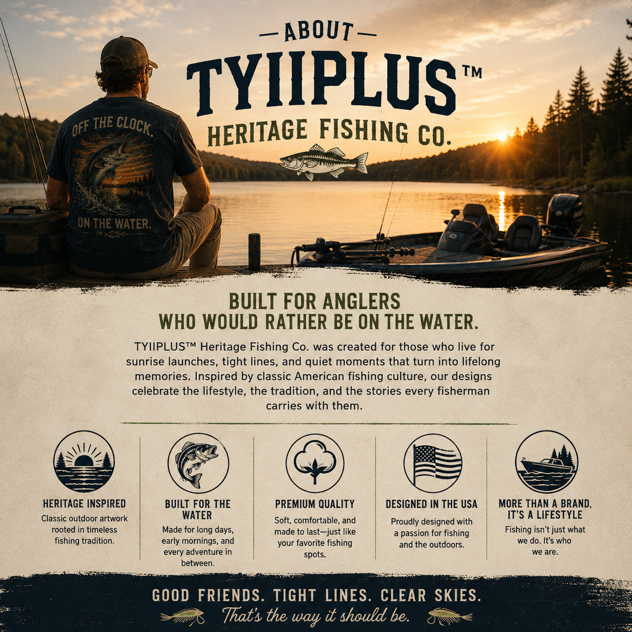 TYIIPLUS™ Heritage Fishing Collection Vintage Bass Fishing T-Shirt for Men | Lake Life Graphic Tee