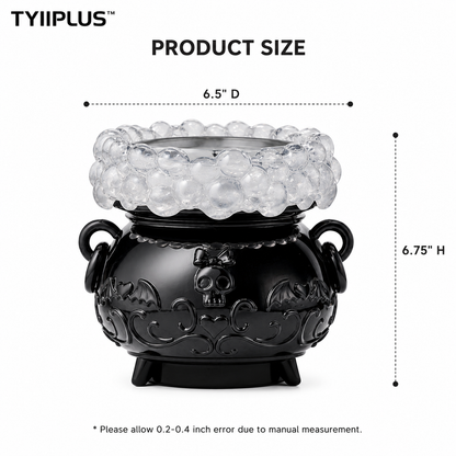 TYIIPLUS™ Light-Up Color-Changing Cauldron Waterglobe 3-Wick Candle Holder – Halloween Resin Candle Pedestal Décor