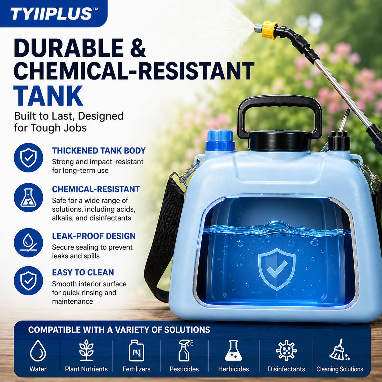 TYIIPLUS™ 6.5L Electric Backpack Sprayer – 4 Spray Modes, Extendable Wand & Long-Lasting Rechargeable Battery
