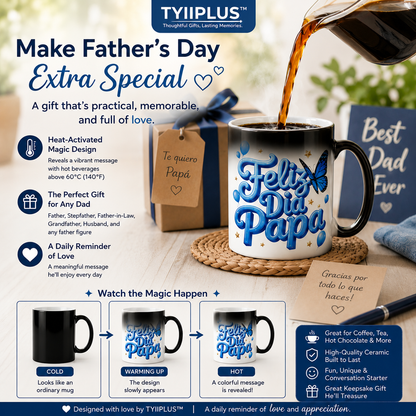Feliz Día Papá Magic Color Changing Mug – Spanish Father's Day Heat Reveal Coffee Cup Gift for Dad