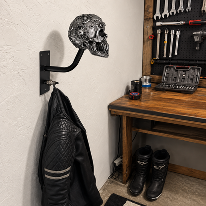 TYIIPLUS™ Skull Motorcycle Helmet Holder – Punk Skull Wall Mount Rack for Helmets, Jackets & Garage Decor
