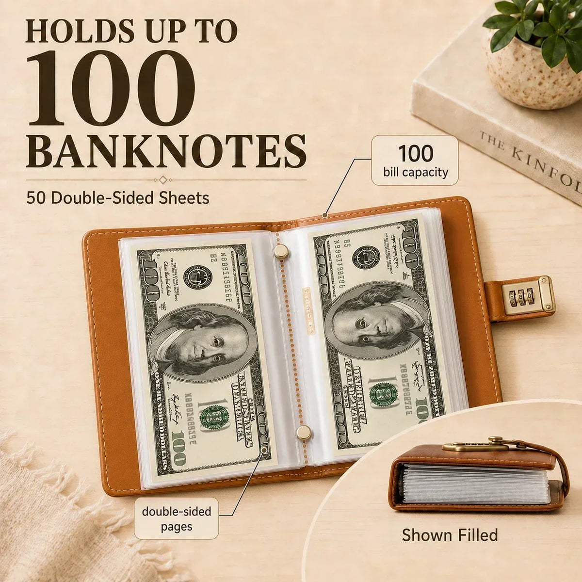 A6 Savings Notebook, 3-Digit Resettable Password Lock