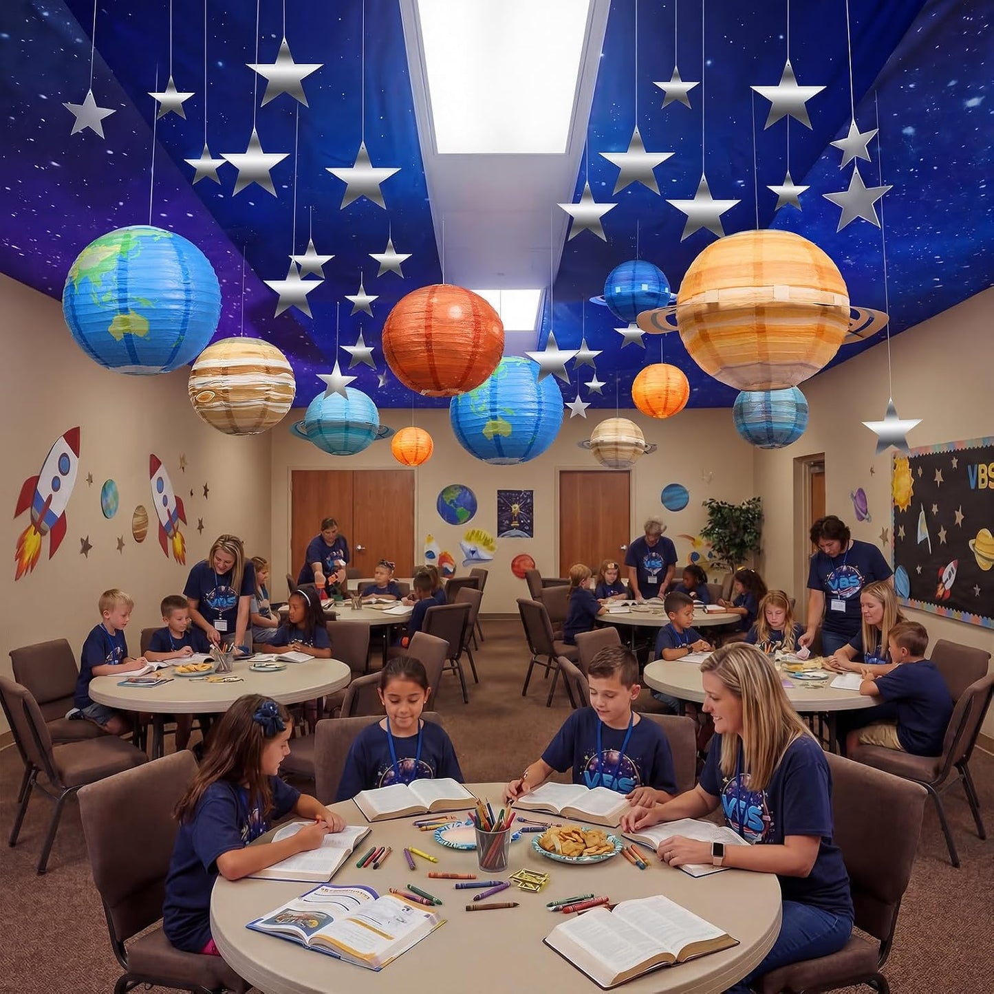 ❤️TYIIPLUS™ 8-Piece Solar System Planet Paper Lanterns, 12-Inch Hanging Space Decorations for Kids' Rooms, Parties & Classrooms