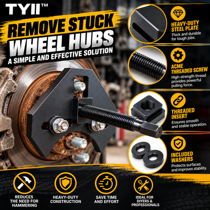TYII™ Heavy-Duty Wheel Hub Removal Tool Kit – 5, 6 & 8 Lug Hub Puller for Cars & Trucks