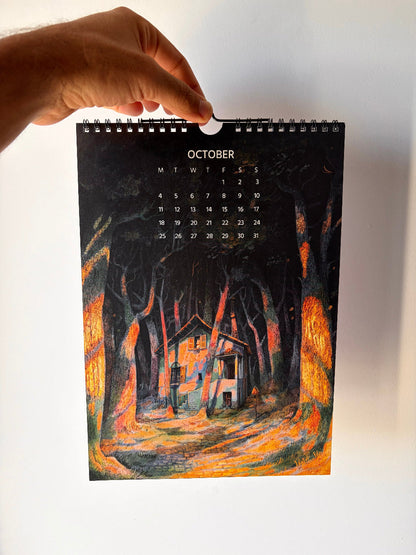 TYII™ 2027 Whimsical Storybook Landscape Wall Calendar – Dreamlike Houses & Architectural Art Calendar