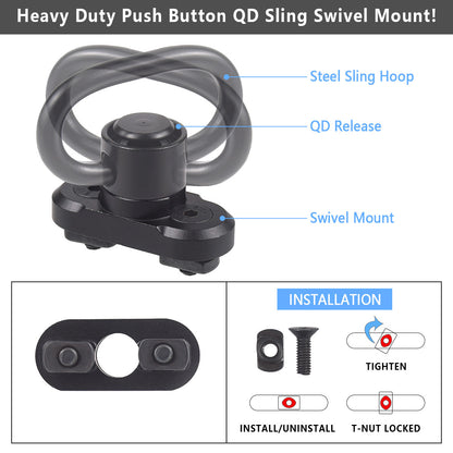 Tactical Single Point Bungee Sling with M-LOK QD Mount