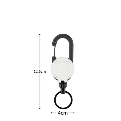 Heavy-Duty Retractable Carabiner Keychain – 65cm Steel Lanyard, 100K Pull Cycles