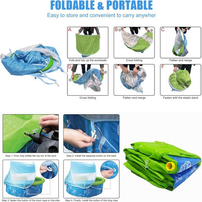 Foldable Kids Pool with Canopy – Portable Baby Splash Pool & Beach Tent for Toddlers, Kids & Pets
