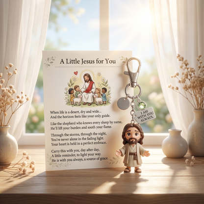 "A Little Jesus for You" - Comforting Pocket Reminder Keychain & Poem Card Gift Set 🌟🙏