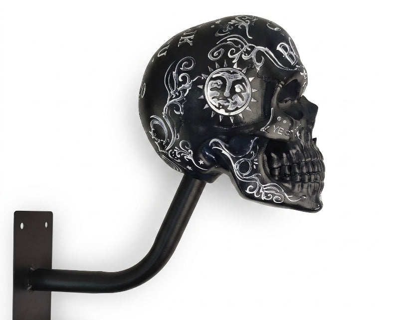 TYIIPLUS™ Skull Motorcycle Helmet Holder – Punk Skull Wall Mount Rack for Helmets, Jackets & Garage Decor