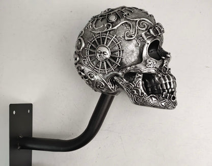 TYIIPLUS™ Skull Motorcycle Helmet Holder – Punk Skull Wall Mount Rack for Helmets, Jackets & Garage Decor