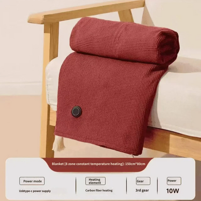 USB Powered Heated Shawl Blanket – Portable & Machine Washable Winter Warmth
