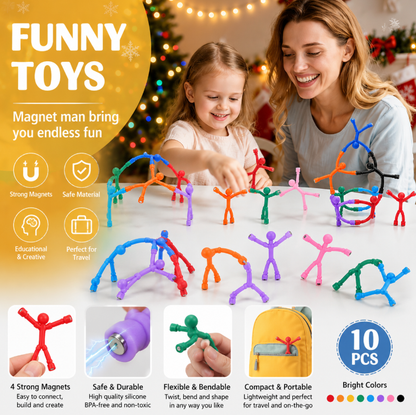 🔥Free Shipping🔥Magnetic Fidget People Toys – 10PCS Flexible Sensory Building Magnets for Kids & Adults