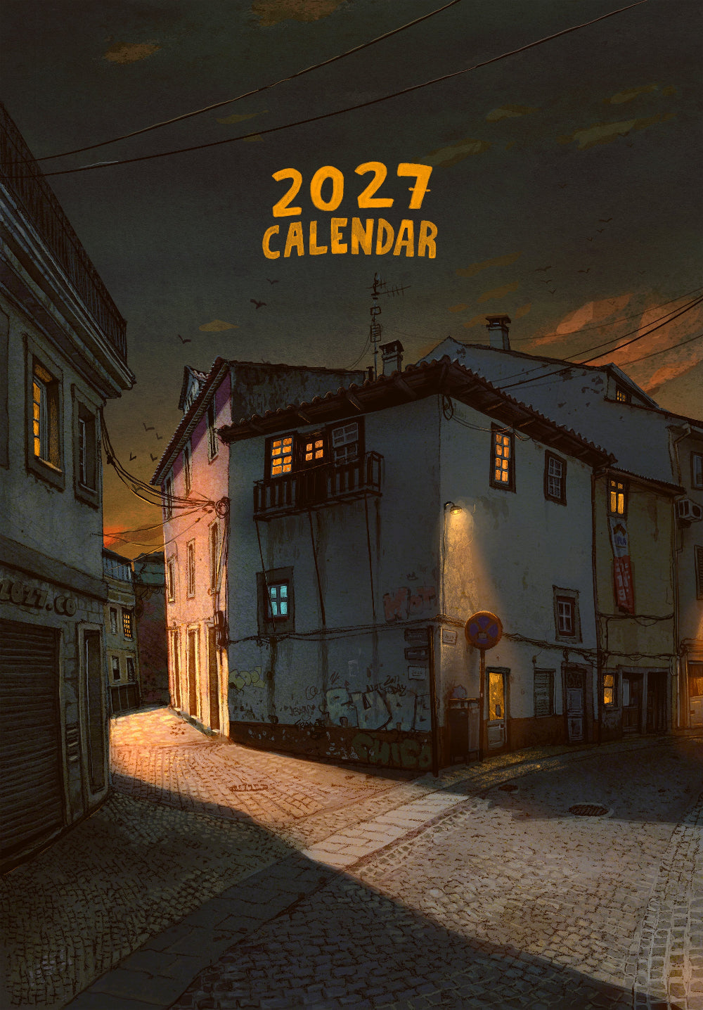 TYII™ 2027 Whimsical Storybook Landscape Wall Calendar – Dreamlike Houses & Architectural Art Calendar