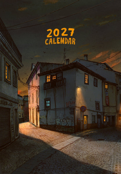 TYII™ 2027 Whimsical Storybook Landscape Wall Calendar – Dreamlike Houses & Architectural Art Calendar