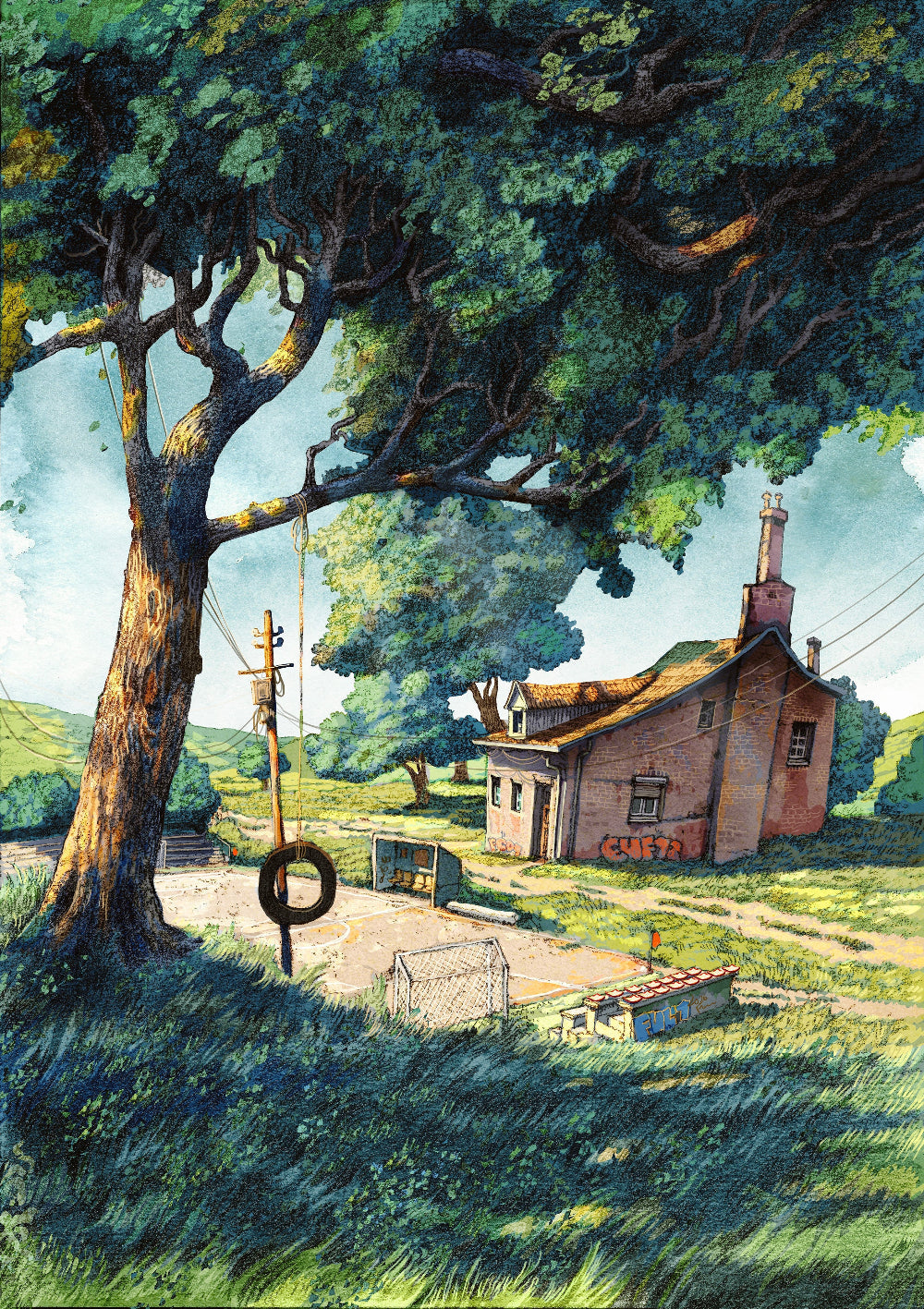 TYII™ 2027 Whimsical Storybook Landscape Wall Calendar – Dreamlike Houses & Architectural Art Calendar