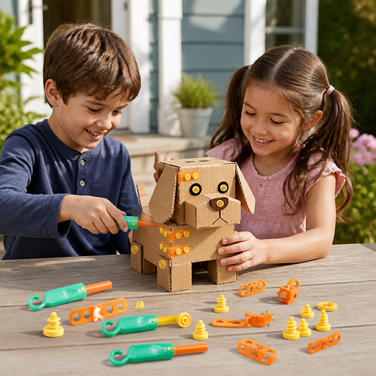 100-Piece Cardboard Construction Tool Set for Kids