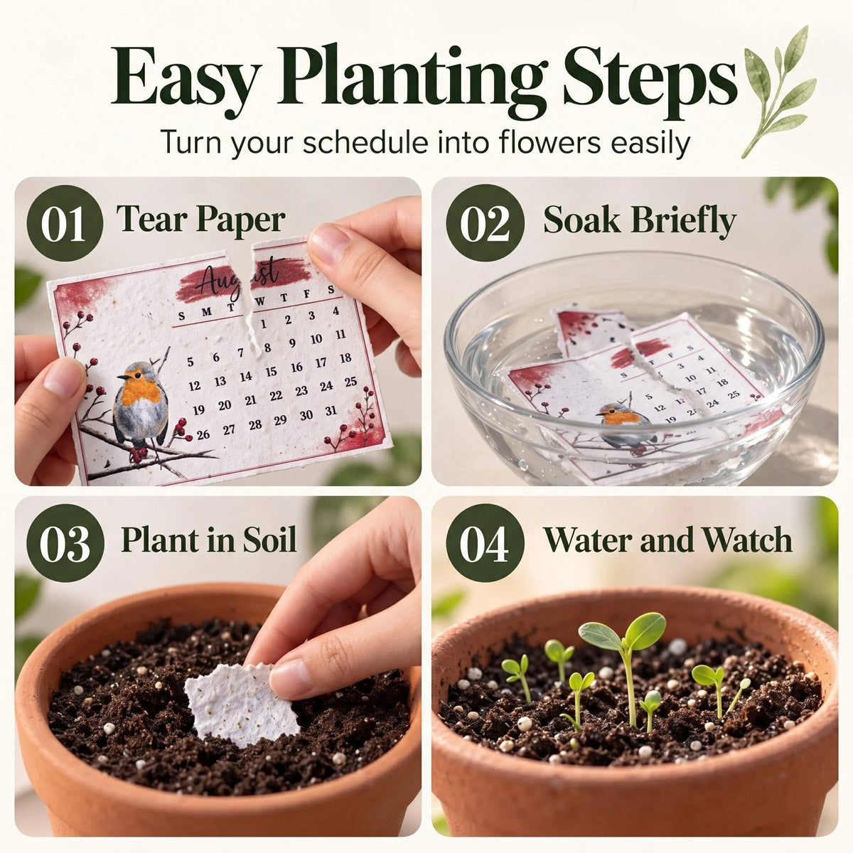 Plantable Wildflower Calendar 2027 – Seed Paper Desk Calendar