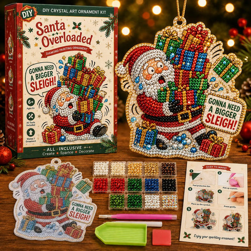 🎄 Beginner-Friendly Funny Christmas Pearl Diamond Art Ornament DIY Kit | Complete Set with Printed Base, Pearl & Crystal Pieces, Tools, Hanging Cord & Instructions Included 💕
