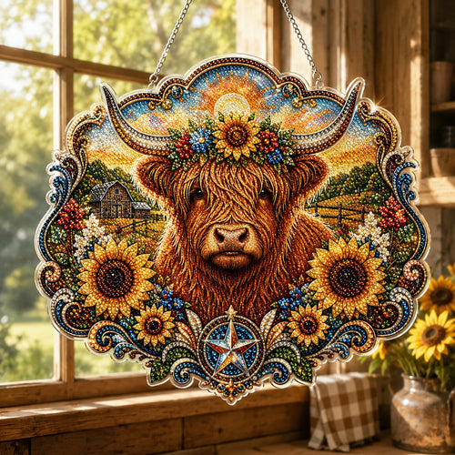 ✨🐮 Highland Cow Diamond Art Hanging Ornament Kit