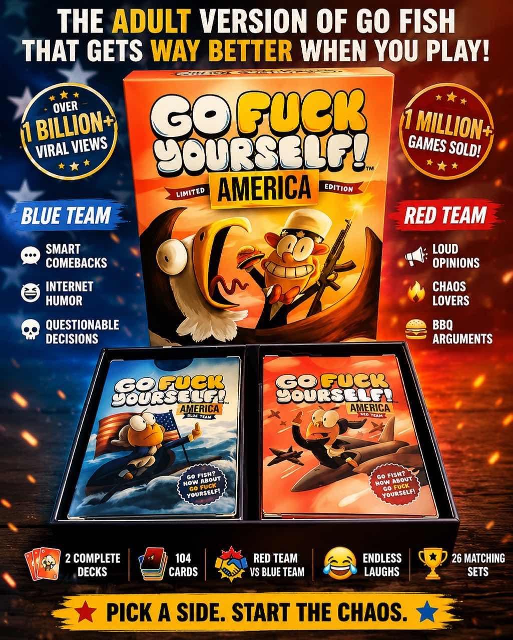 🤣Go Fuck Yourself America Red and Blue (2pack)🎉